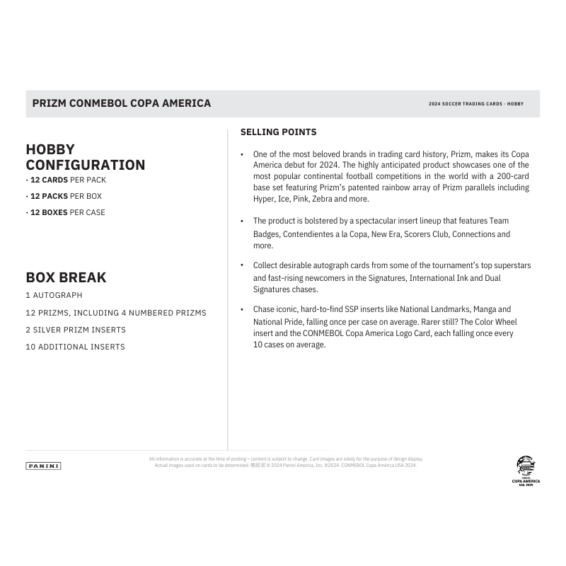2024 Panini Prizm Conmebol Copa America Hobby Box